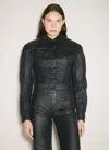 Mugler Waxed Denim Jacket In Black