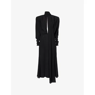 Mugler Womens Black Fluid Draped Woven Midi Dress