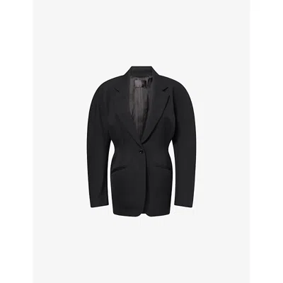 Mugler Womens Hourglass Tailored Wool Jacket Black
