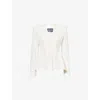 Mugler Womens  V-neck Cinched-waist Woven Jacket In White