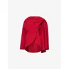 Mugler Womens Red Scarf Curved-hem Wool Jacket In Red