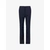 Mugler Womens Navy White Tailored Striped Straight-leg Wool-blend Trousers In Blue