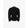 Mugler Womens Black Textured Cinched-waist Wool Jacket In Black
