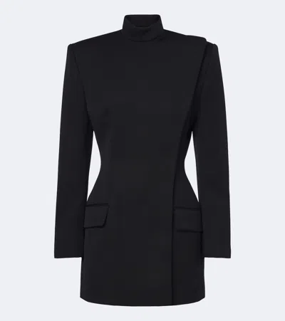 Mugler Wool Blazer Dress In Black