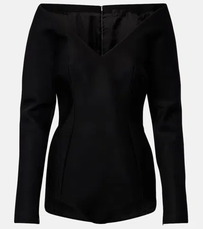 Mugler Wool-blend Bodysuit In Black