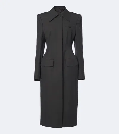 Mugler Wool Coat In Grey