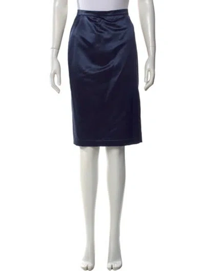 Pre-owned Mugler Wool Knee-length Skirt In Blue