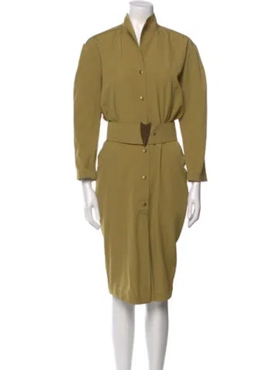 Pre-owned Mugler Wool Midi Length Dress In Green