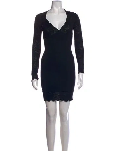 Pre-owned Mugler Wool Mini Dress In Black/metallic