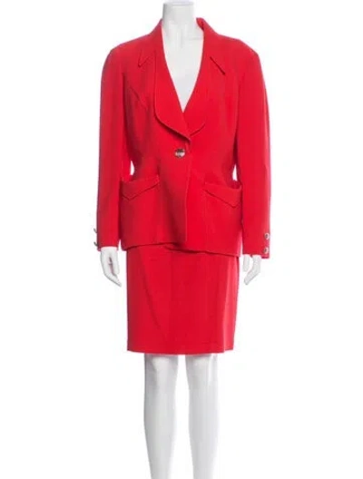 Pre-owned Mugler Wool Skirt Set In Red