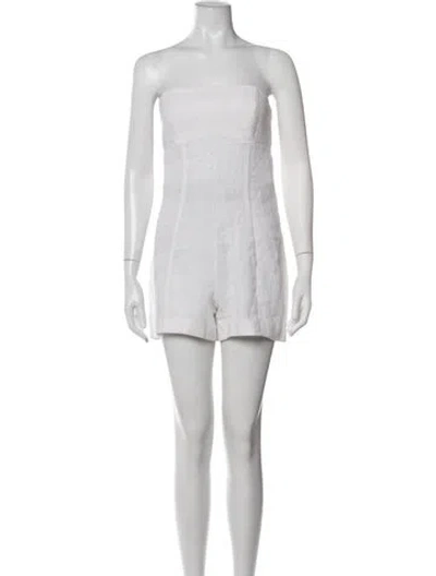 Pre-owned Mugler Wool Strapless Romper In White