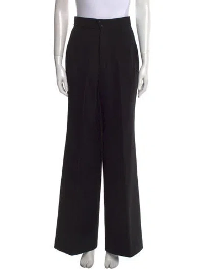 Pre-owned Mugler Wool Wide Leg Pants In Black