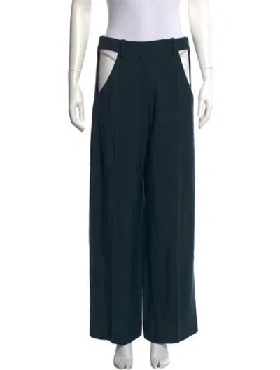Pre-owned Mugler Wool Wide Leg Pants In Green