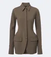 Mugler Wool-blend Jacket In Brown