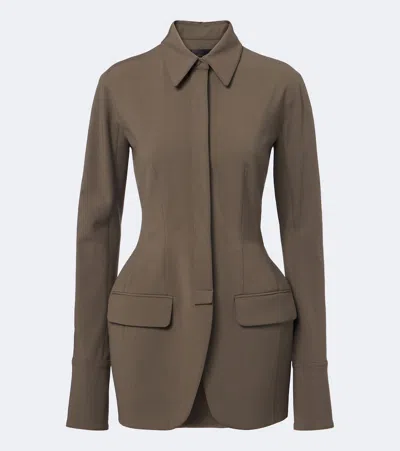 Mugler Wool-blend Jacket In Braun