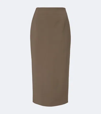 Mugler Wool-blend Pencil Skirt In Brown