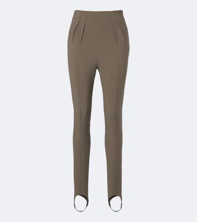 Mugler Wool-blend Stirrup Leggings In Green