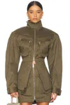 Mugler Khaki Cargo Jacket In Kaki