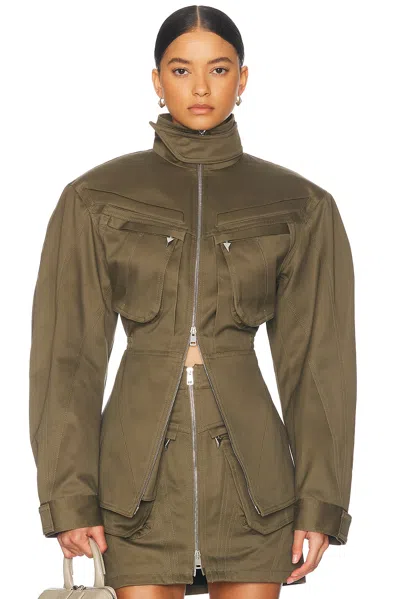 Mugler Workwear Jacket In Kaki