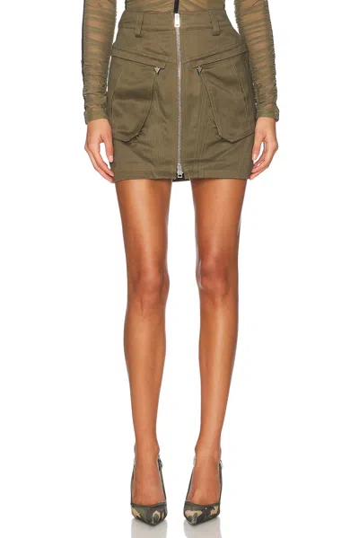 Mugler Workwear Skirt In Kaki