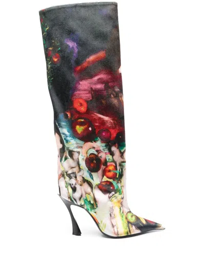 Mugler X Ambera Wellmann 95mm Fang Boots In Neutrals