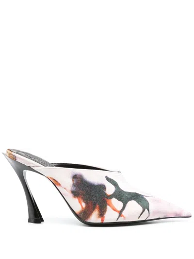 Mugler X Ambera Wellmann 95mm Fang Mules In Pink