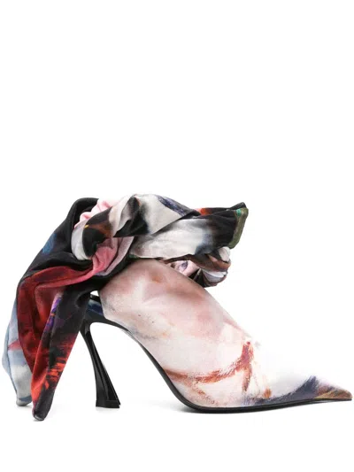 Mugler X Ambera Wellmann 95mm Fang Mules In Pink