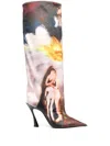 Mugler X Ambera Wellmann 95mm Printed Boots In Neutrals