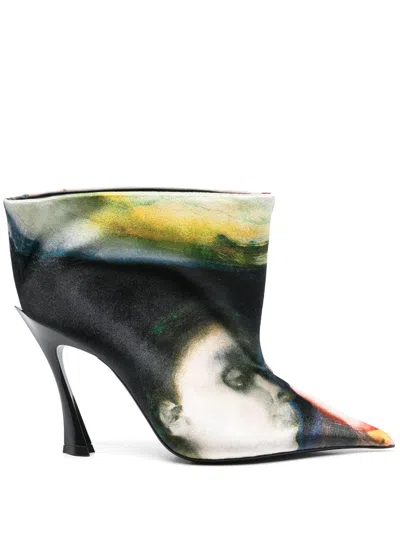 Mugler X Ambera Wellmann 95mm Printed Velvet Boots In Green