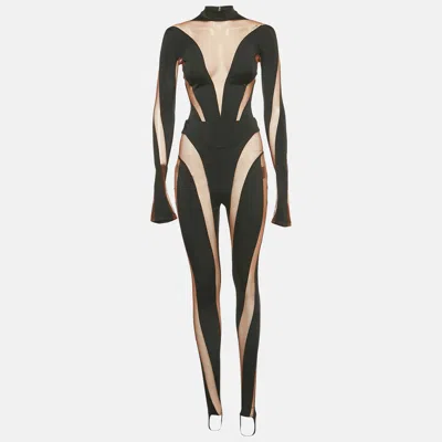 Mugler X H & M Black/brown Jersey And Mesh Sheer Trim Set S/m