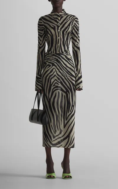 Mugler Zebra-printed Maxi Skirt In Black