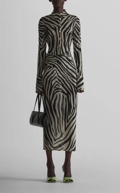 Mugler Zebra-printed Shirt In Black
