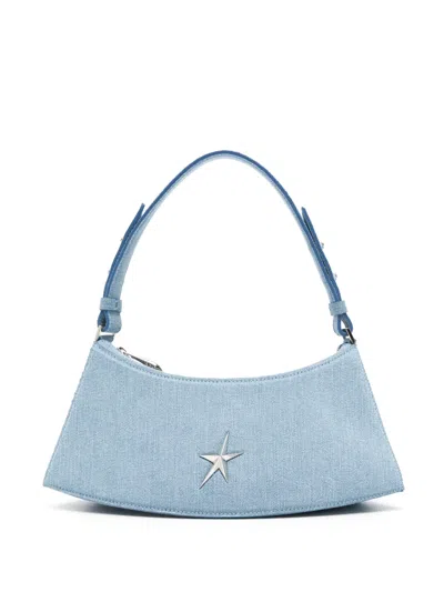 Mugler Zenith Denim Shoulder Bag In Blue