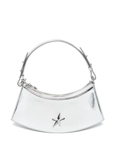 Mugler Zenith Leather Shoulder Bag In Silver