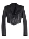 Mugler Zip-detail Cropped Leather Jacket In Black