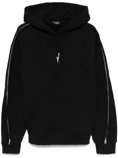 Mugler Zip-details Hoodie In Black