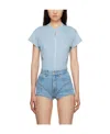 Mugler Zip-embellished Organic Cotton Bodysuit In Blue