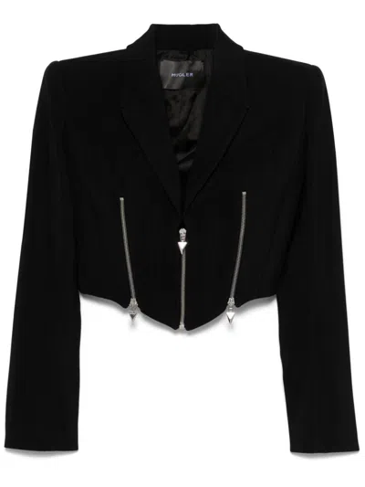 Mugler Zip-up Jacket In Black