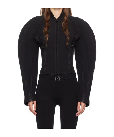 Mugler Zipped Sculpted Sleeves Jacket In Black