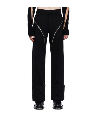 Mugler Zipper Detail Jeans Pants In Black