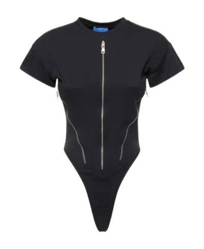 Mugler Zipper Opening And Closing Jumpsuit In Black