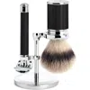Mühle Black/chrome Silvertip Fibre / Safety Razor (closed Comb) Shaving Set