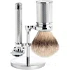 Mühle Chrome Silvertip Badger & Closed Comb Safety Razor Shaving Set In Silver