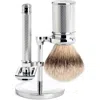 Mühle Chrome Silvertip Badger & Open Comb Safety Razor Shaving Set In Silver