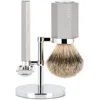 Mühle Hexagon Anodized Silver Silvertip Badger 3-piece Shaving Set In Silver