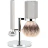 Mühle Hexagon Anodized Silver Silvertip Fiber 3-piece Shaving Set In Silver