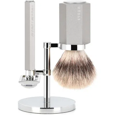 Mühle Hexagon Anodized Silver Silvertip Fiber 3-piece Shaving Set