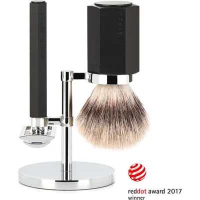 Mühle Hexagon Graphite 3-piece Silvertip Fiber Shaving Set In Gray