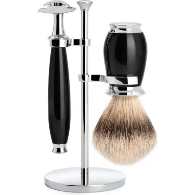 Mühle Purist Black 3-piece Silvertip Badger & Safety Razor Shaving Set