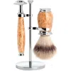 Mühle Purist Karelian Masur Birch 3-piece Silvertip Fiber & Safety Razor Shaving Set